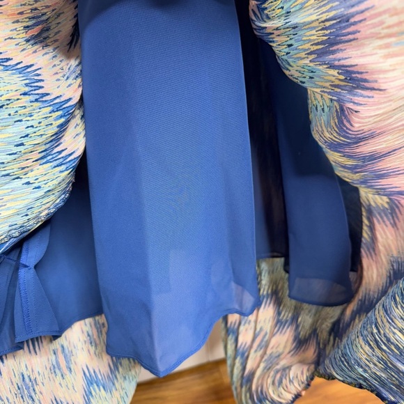 Ramy Brook Giana Handkerchief Hem Midi Dress in Spring Navy Chevron Print XS NWT - Picture 6 of 13